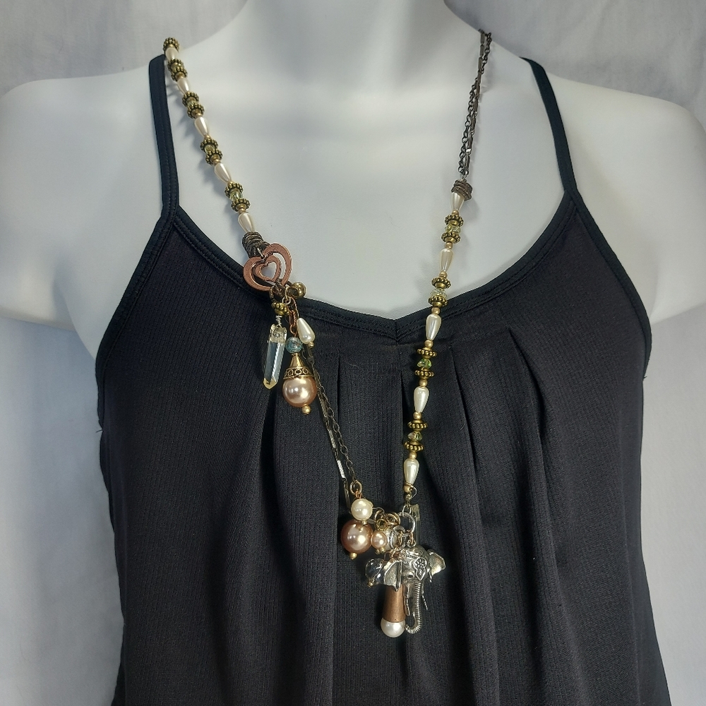 Treska Signed Beaded Boho Original Statement Necklace